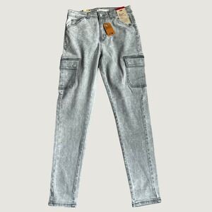 Levis 721 High Rise Skinny Cargo Jeans Grey Acid Wash Stellar Stretch